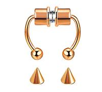 Anillos de nariz de doble aro de acero inoxidable 316L, anillo de nariz, joyería de titanio (oro rosa, talla única), algodón, No es una piedra preciosa