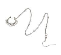 Anillos de nariz falsos para tabique de personalidad de moda, cadena de cristal para niñas, señoras, indias, elegantes y vintage, aros de nariz falsos, One Size, Como se describe, como se describe