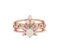 Anillos de ópalo para mujer, diseño de luna dulce, anillos de moda de tres piezas para niñas, talla única, Metal