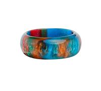 Anillos de Oro 585 para Hombres Anillo de Punto Grueso Anillo Azul Colorido Anillos Nubes Simple Niñas Arco Iris Señoras Joyería de Dedo Estilo Anillos de Dedo Acrílico, 7, Acrílico, Sin piedras