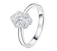 Anillos de Oro Blanco, Anillos de Promesa Mujer Moissanita 6 Garras Oro Blanco 9 Quilates Talla 18,5