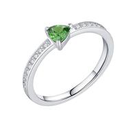 Anillos de oro blanco para mujer, anillo de boda de oro de 9 K/14 K, peridoto de 4 mm, forma triangular, sensible, moda, elegante joyería, 57 (18.1), Peridoto