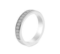 Anillos de oro blanco para mujer, anillo de promesa Pinky con moissanita, P 1/2, Oro blanco de 9 quilates, Moissanita