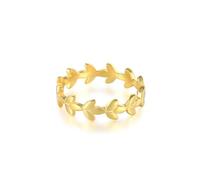 Anillos de oro para mujer, alianzas de boda, anillo de promesa de oro amarillo de 9 K/14 quilates con forma de hoja con caja de joyería, T 1/2, No es una piedra preciosa