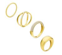 Anillos de oro para mujer que nunca se deslustran, apilables, chapados en oro de 14 quilates, juego de anillos pequeños y gruesos, circonita cúbica, para pulgar, nudillos, apilables, gruesos, promesa