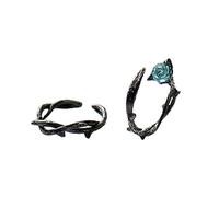 Anillos de pareja a juego para parejas, mejores amigos, anillos de amistad a juego para 2 parejas, anillos de promesa a juego para novio, novia, cumpleaños, regalos de Navidad, Thorn Flower, Cristal