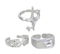Anillos de pareja con incrustaciones de circonita texturizada única, accesorio portátil para uso diario y ocasiones especiales, accesorios de moda para parejas, talla única, como se describe, como se