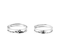 Anillos De Pareja De Montañas Y Mar Para Mujeres Y Hombres, Anillos De Promesa Ajustables A Juego Para Parejas, Joyería De Dedo De Amor Sin Fin Para Regalos De San Valentín, Blanco, Talla Única