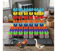 Anillos de pata de pollo de 16 mm, bandas de identificación de aves de corral numeradas con clip para patos, gansos, gestión de granja, 100 unidades (hay personajes)