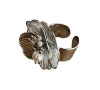 Anillos de perlas blancas para mujer, ajustables, abiertos, para boda, promesa, joyería vintage