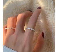 Anillos de Perlas con Cuentas múltiples Pearl de Agua Dulce Natural Anillos geométricos para Mujeres Círculo Continuo Minimalista Anillo 2020 Nuevo