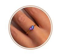 Anillos de piedra natal para mujer, no se deslustran, regalo para el día de la madre, regalo de cumpleaños para adolescentes y niñas, chapado en oro de 14 quilates, circonita cúbica ajustable