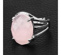 Anillos De Piedra Natural Con Forma De Huevo, Cabujón Multifacético, Cristal Púrpura, Lapislázuli, Anillo De Dedo De Color Plateado Para Mujer, Ajustable,Cuarzo Rosa