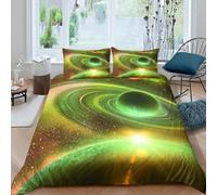 Anillos de Planetas espaciales Funda Nórdica Juego De Cama Arte de fantasía cósmica Funda De Edredón Microfibra Impresión 3D Funda De Almohada para Niñas Y Niños Super King（260x220cm）
