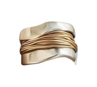 Anillos de plástico negro para mujer, 1 chapado en oro, anillo de textura gruesa, anillo envolvente, joyería de declaración punk de moda, anillos plateados, talla única, Metal, Sin piedra preciosa