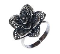 Anillos De Plata,Anillo De Plata De Ley S925 Con Flor De Rosa Grande, Anillos Ajustables, Anillo De Dedo Índice Mate Retro, Anillo De Eternidad De Plata, Amuleto De Boda, Regalos De Joyería Para H