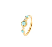 Anillos de plata, anillo de plata esterlina S925 for mujeres y niñas, vintage, dorado, con incrustaciones de turquesa y circonita, joyería de lujo ajustable for nudillos abiertos, ideal for bodas, Nav