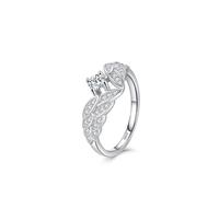 Anillos de plata de ley 925 con circonitas cúbicas y alas de ángel, talla J 1/2, regalos para mujeres y madres, L 1/2, Plata de ley, Zirconia cúbica
