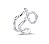 Anillos de plata de ley 925 con líneas clásicas sencillas e irregulares, estilo moderno y personalidad única, joyería para mujer y niña.