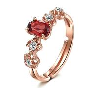 Anillos de plata de ley para mujer, anillos abiertos de circonita granate natural.