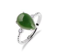 Anillos de plata de ley para mujer, anillos abiertos de piedra natural con forma de gota de agua, jaspe y circonita.