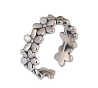 Anillos de plata de ley para mujer, joyería vintage con diseño floral y anillos abiertos.