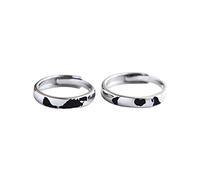 Anillos de plata esterlina para compromiso, anillos de boda, juegos de anillos con mapa del mundo en plata y negro, juegos de regalo felices para mujeres