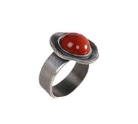 Anillos de plata étnicos tailandeses hechos a mano con piedra de ágata Nanhong que simboliza las buenas fortunas, ajuste cómodo. Anillos culturales