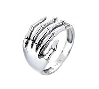 Anillos De Plata Mujer Anillo De Plata Con Forma De Calavera Vintage Para Mujer Niña Y Hombre Ajustable Con Diseño De Esqueleto Gótico Oxidado Joyería Unisex