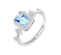 Anillos De Plata Mujer Anillo Solitario De Piedra Preciosa Natural Auténtica Con Corte Cojín Para Mujeres Y Niñas Banda Ajustable Regalo De Cumpleaños San Valentín Día De La Madre Con Topacio