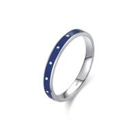 Anillos de plata para mujer, anillo de compromiso de plata de ley 925, esmalte azul, joyería lisa, accesorios elegantes para esposa, P 1/2, No es una piedra preciosa