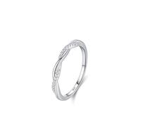 Anillos de plata para mujer, anillos de mujer Mobius entrelazados con forma redonda, circonita cúbica blanca, plata de ley, P 1/2, Plata de ley, Circonia cúbica