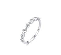 Anillos de plata para mujer, anillos geométricos de moda con diamante de forma redonda Pt950 y oro blanco, R 1/2, Oro blanco de 9 quilates, Diamante