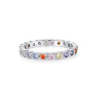 Anillos de plata para mujer, góticos, anillos de eternidad para mujer, engaste de canal con circonita, plata de ley, P 1/2, Plata de ley, Circonia cúbica