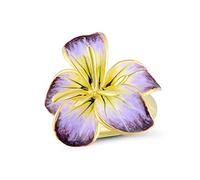 Anillos de plata para mujeres Pure 925 Sterling Plate Gold Color Blooming Flower Anillo de flores Joya hecha a mano