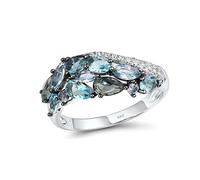 Anillos de plata para mujeres Pure 925 Sterling Plate Gold Color Blooming Flower Anillo de flores Joya hecha a mano