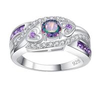 Anillos de plata resistentes al deslustre - Anillos de corazón para mujer, exquisitos anillos de promesa de plata 925 | Anillos únicos en forma de corazón para bodas, amistad, familia, compromiso, 6