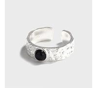 Anillos De Plata,S925 Plata De Ley Hoja De Estaño Textura Anillo De Ónix Negro Anillos Ajustables Irregularidad Anillo De Dedo Índice Anillo De La Eternidad Encanto De La Boda Regalos De Joyería