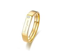 Anillos de promesa para hombre, anillos para él, geométricos, Dear You, joyería bohemia para hombre, W 1/2, Oro amarillo de 18 quilates, Moissanita