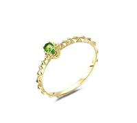 Anillos de promesa que no ponen tu dedo verde, anillos de oro de 18 quilates para mujer, no se deslustran, tamaño diópsido, apilables, nudillos para boda, J 1/2, Oro amarillo de 18 quilates, Diópsido