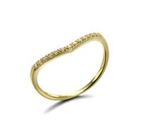 Anillos de promesa simples, anillos de compromiso únicos de oro amarillo para mujer, simple en forma de V con diamante, L 1/2, Oro amarillo de 18 quilates, Diamante
