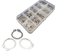 Anillos de retención, Juego surtido de 250 piezas, Clip retención acero inoxidable 5-20mm, anillo a presión tipo C externo