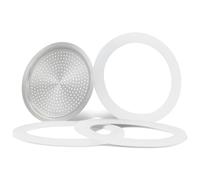 Anillos de sellado y filtro para cafeteras Bialetti - 3 juntas y 1 colador de aluminio, compatible con junta Bialetti 4 tazas y 3 tazas, diámetro 6,5/5,4 cm, compatible con Moka Express y más (3 + 1