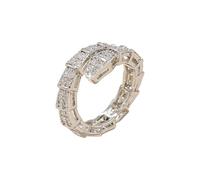 Anillos de serpiente vintage para mujer, circonita cúbica y diamantes de imitación, anillo ajustable abierto, anillo circular de hueso de serpiente con acabado plateado, accesorios de joyería de moda