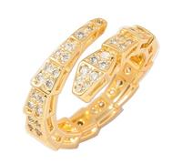 Anillos de serpiente vintage para mujer, circonita cúbica y diamantes de imitación, anillo ajustable abierto, anillo circular de hueso de serpiente con acabado plateado, accesorios de joyería de moda