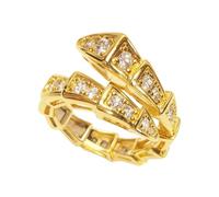 Anillos de serpiente vintage para mujer, circonita cúbica y diamantes de imitación, anillo ajustable abierto, anillo circular de hueso de serpiente con acabado plateado, accesorios de joyería de moda
