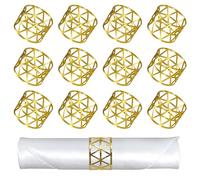 Anillos de Servilleta, Aro de Servilleta Hebilla Ahueca Servilleteros de Metal, Decoración de Mesa para Fiesta de Boda Cumpleaños Navidad, 12 Piezas (Oro)