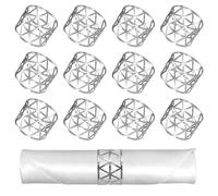 Anillos de Servilleta, Aro de Servilleta Hebilla Ahueca Servilleteros de Metal, Decoración de Mesa para Fiesta de Boda Cumpleaños Navidad, 12 Piezas (Plata)