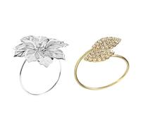 Anillos de servilleta para decoración de mesa, 24 servilleteros de metal dorado y plateado