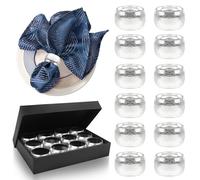 Anillos de Servilletas Metal Servilleteros Plateados 12pcs Anillos Servilletas Individuales para Bodas, Navidad, Reuniones Familiares Decoración de Mesa